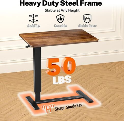 Adjustable Overbed Bedside Table with Wheels(31.2" W), Hospital Bed Table Over The Bed, Mobile Standing Desk Rolling Computer Cart, Laptop Desk with Hidden Casters in Saudi Arabia