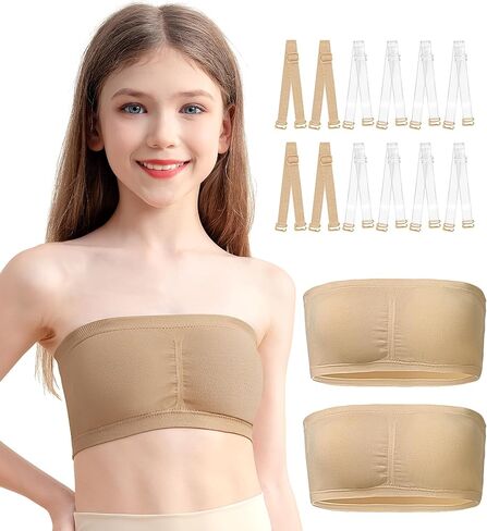 حمالة صدر للفتيات بدون خياطة للمراهقين بأشرطة شفافة قابلة للتعديل، حمالة صدر للتدريب من 7 إلى 16 سنة، بطانة للصدر in Kuwait