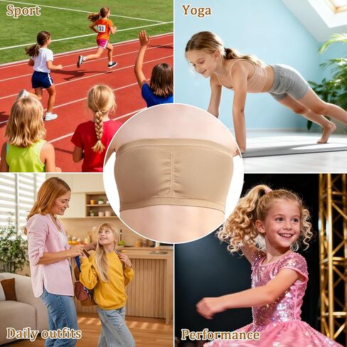 Girls Seamless Bandeau Bra for Teens Adjustable Clear Straps Training Bra 7-16 Years,Chest Padding in Saudi Arabia