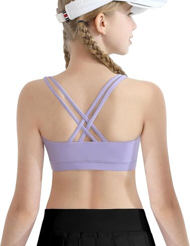 QooNoo الفتيات التدريب الصدرية سلس حمالات الصدر الرياضية للمراهقين Strappy مغرفة الرقبة اليوغا المحاصيل الأعلى الرقص الأطفال المراهقين in Kuwait