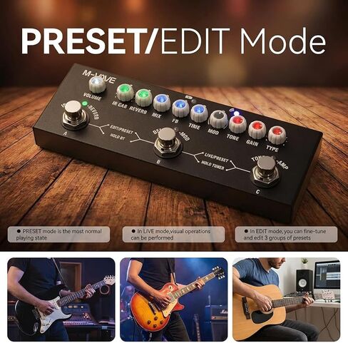 Multi Effects Guitar Pedal Portable Electric Guitar Processor with 9 AMP Models, 8 IR CabSims, Reverb, Delay, Distortion, Overdrive Rechargeable, Bluetooth 5.0, PC/Phone Recording in Saudi Arabia