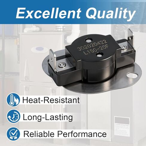 Furnace Limit Switch L180-20F Auto Reset Compatible with Carrier HVAC System Replaces #: 338096-701 in Kuwait