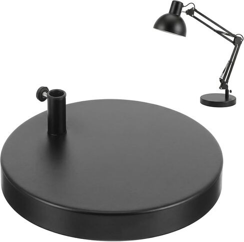 TEHAUX Weighted Desk Lamp Base Only, 7.5" Solid Iron Replacement Table Lamp Mounting Stand for Swing Arm Light, Magnifying Glass & Mic Mount, 12mm Hole (Black) in Saudi Arabia