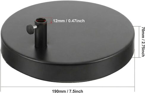 TEHAUX Weighted Desk Lamp Base Only, 7.5" Solid Iron Replacement Table Lamp Mounting Stand for Swing Arm Light, Magnifying Glass & Mic Mount, 12mm Hole (Black) in Saudi Arabia