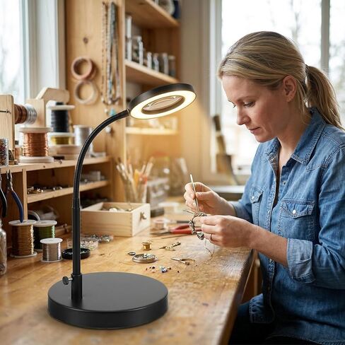 TEHAUX Weighted Desk Lamp Base Only, 7.5" Solid Iron Replacement Table Lamp Mounting Stand for Swing Arm Light, Magnifying Glass & Mic Mount, 12mm Hole (Black) in Saudi Arabia