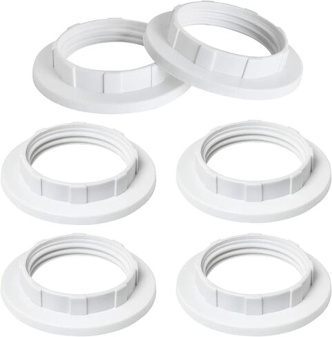 E12 Lamp Shade Collar Rings LUORNG 6PCS White E12 E14 Threaded Lamp Shade Holder Adapter, E14 Small Night Light Holder (OD.43mm, ID.26mm) in Saudi Arabia