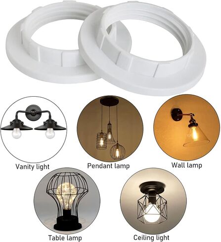 E12 Lamp Shade Collar Rings LUORNG 6PCS White E12 E14 Threaded Lamp Shade Holder Adapter, E14 Small Night Light Holder (OD.43mm, ID.26mm) in Saudi Arabia