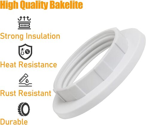 E12 Lamp Shade Collar Rings LUORNG 6PCS White E12 E14 Threaded Lamp Shade Holder Adapter, E14 Small Night Light Holder (OD.43mm, ID.26mm) in Saudi Arabia