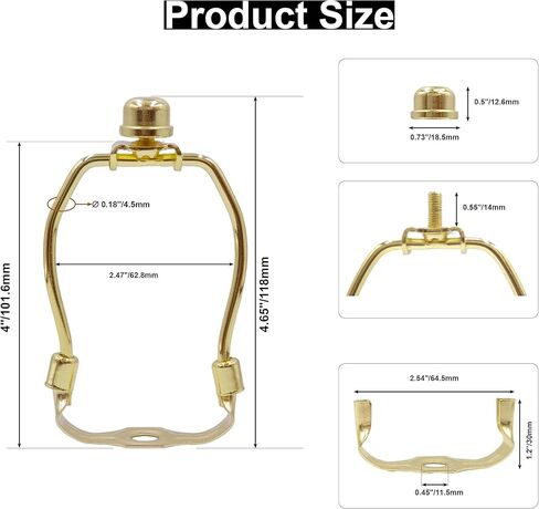 حاملات قيثارة مصباح مقاس 4 بوصات مع قواعد سرج قابلة للفصل، ودعامة خفيفة مع سرج قيثارة قياسي ونهاية مصباح، وعبوتان من ملحقات الإضاءة DIY (نحاس، 4 بوصات) in Kuwait