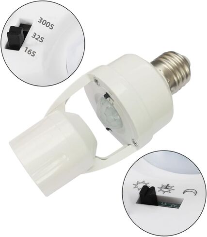 Smart Infrared Motion Sensor Light Bulb Adapter – Adjustable Brightness, E27 Screw Base, Auto On/Off Radar Sensing Lamp Holder in Saudi Arabia