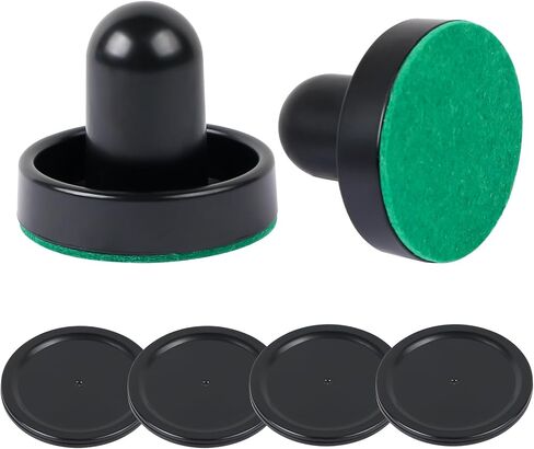 مجموعة واحدة من أدوات دفع هوكي الهواء الصغيرة وكرات هوكي الهواء، مقابض أهداف رائعة، أدوات دفع مقابض المرمى، ملحقات بديلة - 2 أدوات دفع هوكي هوائي سوداء و4 كرات سوداء (60 مم) in Kuwait