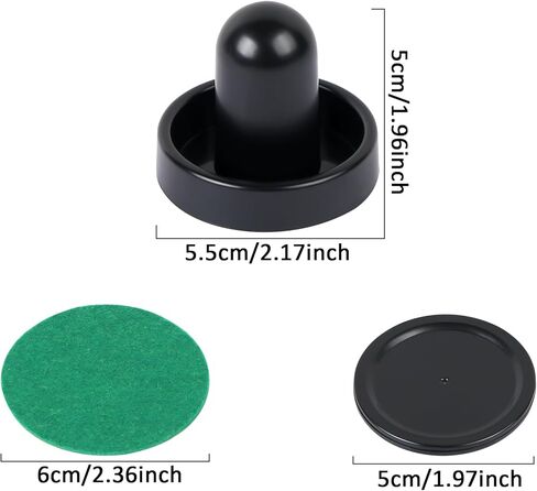 مجموعة واحدة من أدوات دفع هوكي الهواء الصغيرة وكرات هوكي الهواء، مقابض أهداف رائعة، أدوات دفع مقابض المرمى، ملحقات بديلة - 2 أدوات دفع هوكي هوائي سوداء و4 كرات سوداء (60 مم) in Kuwait