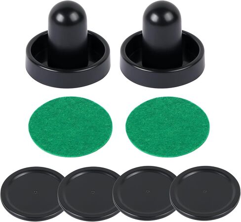 مجموعة واحدة من أدوات دفع هوكي الهواء الصغيرة وكرات هوكي الهواء، مقابض أهداف رائعة، أدوات دفع مقابض المرمى، ملحقات بديلة - 2 أدوات دفع هوكي هوائي سوداء و4 كرات سوداء (60 مم) in Kuwait