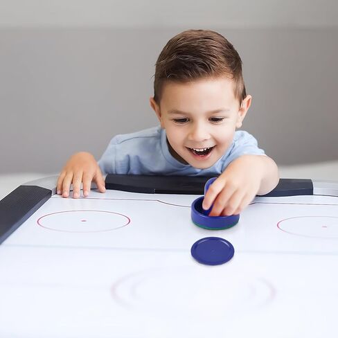 مجموعة واحدة من أدوات دفع الهوكي الهوائي الصغيرة وكرات الهوكي الهوائية، وملحقات بديلة لمقابض المرمى الرائعة - 2 أدوات دفع هوكي الهواء الزرقاء و4 كرات زرقاء (60 مم) in Kuwait