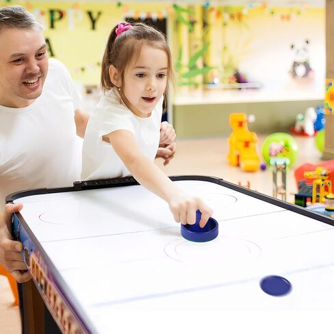 مجموعة واحدة من أدوات دفع الهوكي الهوائي الصغيرة وكرات الهوكي الهوائية، وملحقات بديلة لمقابض المرمى الرائعة - 2 أدوات دفع هوكي الهواء الزرقاء و4 كرات زرقاء (60 مم) in Kuwait