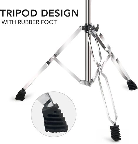 Boom Cymbal Stand, Adjustable 2-in-1 Straight Boom Cymbal Stand + Drumsticks + Drumstick Holder + Drum Keys, Double Braced Legs with Rubber Feet for Mounting Crash, Ride, Splash Cymbals (1 Set) in Kuwait