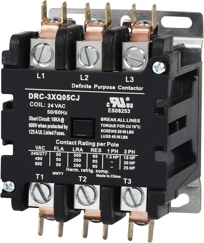 SUNLEE 50 Amp 65 RES 3 Pole 120v coil SunLee DP Contactor A2L Compliant UL Recognized & Approved for UL 60335 HVAC Contactor 42DF35AF equivalent in Kuwait