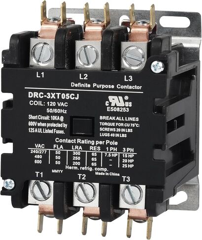 SUNLEE 50 Amp 65 RES 3 Pole 120v coil SunLee DP Contactor A2L Compliant UL Recognized & Approved for UL 60335 HVAC Contactor 42DF35AF equivalent in Saudi Arabia