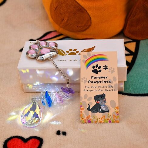 Pet Memorial Suncatcher, Pet Memorial Gifts for Dogs, Crystal Dog Memorial Suncatcher with Pawprint & Heart, Loss of Dog Sympathy Gift, Dog Bereavement Gifts, Dog Memory Gift for Pet Lovers in Saudi Arabia
