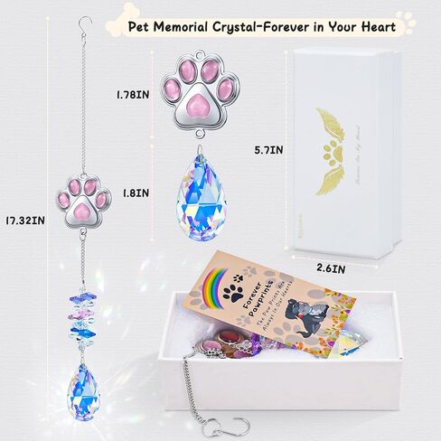 Pet Memorial Suncatcher, Pet Memorial Gifts for Dogs, Crystal Dog Memorial Suncatcher with Pawprint & Heart, Loss of Dog Sympathy Gift, Dog Bereavement Gifts, Dog Memory Gift for Pet Lovers in Saudi Arabia