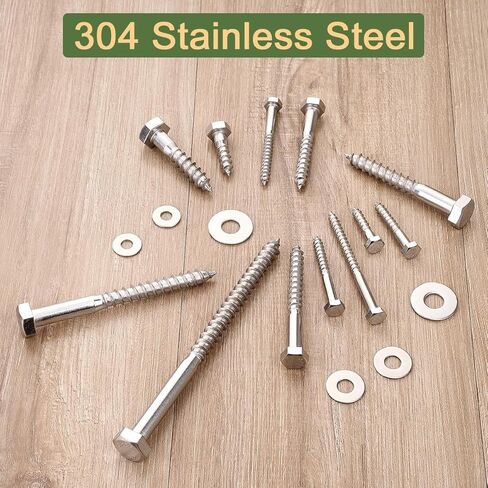 25 قطعة M8x60mm براغي سداسية الرأس 304 من الفولاذ المقاوم للصدأ 18-8 براغي تأخر للخشب للهياكل الخشبية الكبيرة، حوامل الزهور في الهواء الطلق، طاولات جناح خشبي in Kuwait