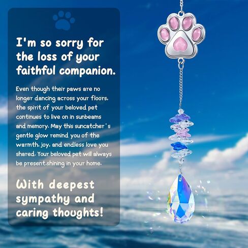 Pet Memorial Suncatcher, Pet Memorial Gifts for Dogs, Crystal Dog Memorial Suncatcher with Pawprint & Heart, Loss of Dog Sympathy Gift, Dog Bereavement Gifts, Dog Memory Gift for Pet Lovers in Saudi Arabia