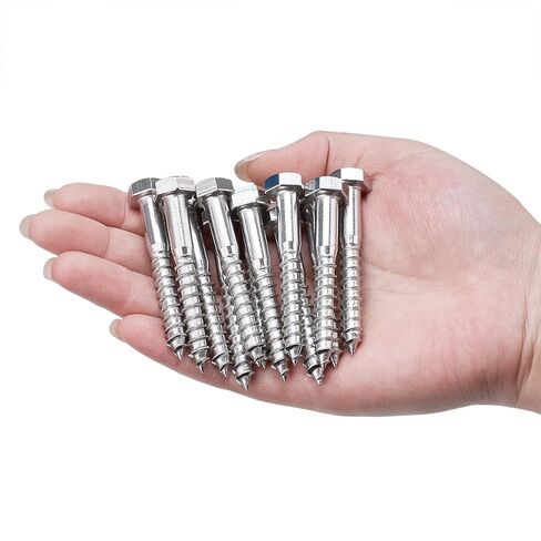 25 قطعة M8x60mm براغي سداسية الرأس 304 من الفولاذ المقاوم للصدأ 18-8 براغي تأخر للخشب للهياكل الخشبية الكبيرة، حوامل الزهور في الهواء الطلق، طاولات جناح خشبي in Kuwait