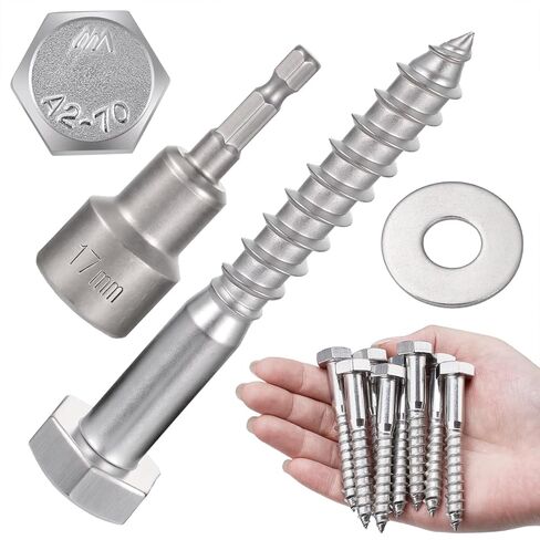 25 قطعة M8x60mm براغي سداسية الرأس 304 من الفولاذ المقاوم للصدأ 18-8 براغي تأخر للخشب للهياكل الخشبية الكبيرة، حوامل الزهور في الهواء الطلق، طاولات جناح خشبي in Kuwait