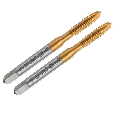 2 قطعة 6-32 UNC لولبية نقطة الصنبور، التيتانيوم المطلي 6542 HSS آلة المسمار الصنابير، B2 لقمة التنصت الدقيقة للمعادن الألومنيوم الفولاذ المقاوم للصدأ in Kuwait