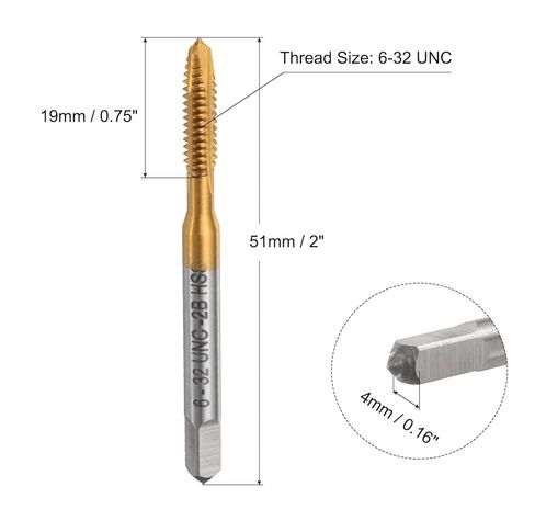 2 قطعة 6-32 UNC لولبية نقطة الصنبور، التيتانيوم المطلي 6542 HSS آلة المسمار الصنابير، B2 لقمة التنصت الدقيقة للمعادن الألومنيوم الفولاذ المقاوم للصدأ in Kuwait