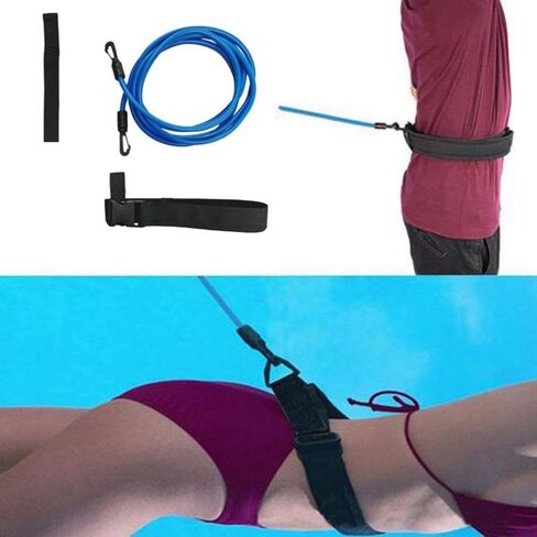 3 Meter Elastic Swimming Tether Trainer Belt with Bungee Cord Adjustable 55cm-1.05m Waist Belt for Stationary Swim Training in Saudi Arabia