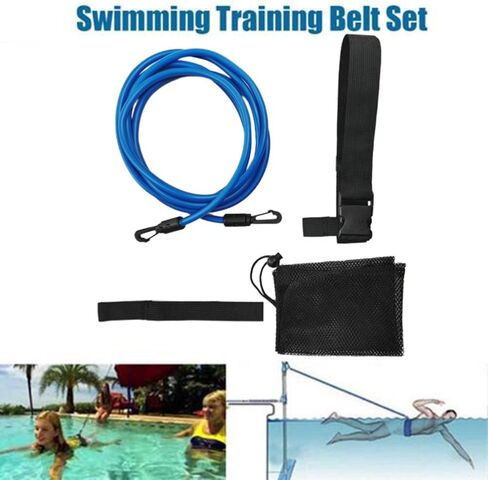 3 Meter Elastic Swimming Tether Trainer Belt with Bungee Cord Adjustable 55cm-1.05m Waist Belt for Stationary Swim Training in Saudi Arabia