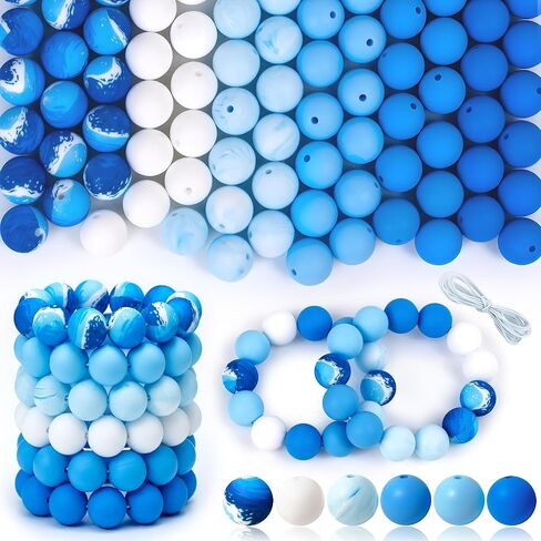 120 pcs 15mm سيليكون حبات لسلسلة المفاتيح صنع الأساور الوردي الأرجواني المطبوعة 6 ألوان مختلطة سيليكون جولة جولة كبيرة لأقلام الحرف in Kuwait