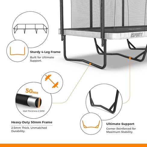 Air Rectangle Trampoline 8X14FT 1800LBS Weight Capacity Outdoor Square Gymnastics Heavy-DutyTrampolines with Net Enclosure for Kids Adults in Saudi Arabia