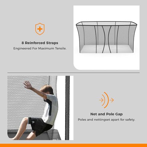 Air Rectangle Trampoline 8X14FT 1800LBS Weight Capacity Outdoor Square Gymnastics Heavy-DutyTrampolines with Net Enclosure for Kids Adults in Saudi Arabia