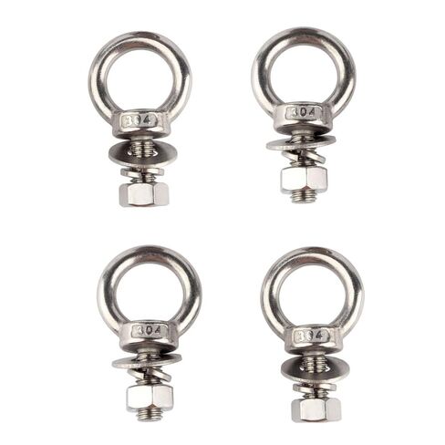 M6 Stainless Steel Eye Bolts with Nuts 4 Pack, 1/4" x 1" Lifting Ring Eye Bolt for Tire Swing Boat, Threaded Shoulder Heavy Duty Eyebolts Hang Tie Down Outdoor in Kuwait