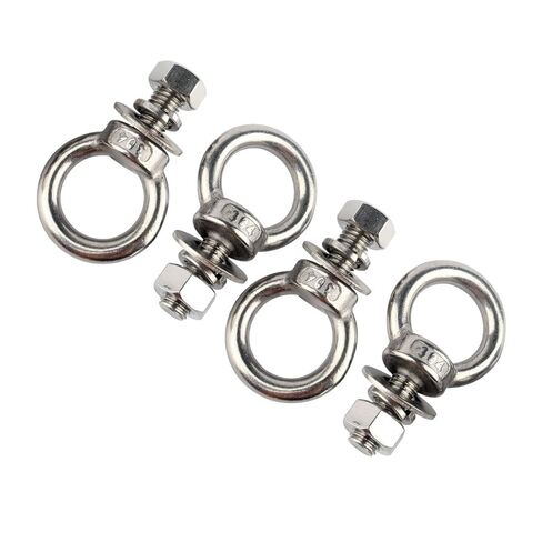M6 Stainless Steel Eye Bolts with Nuts 4 Pack, 1/4" x 1" Lifting Ring Eye Bolt for Tire Swing Boat, Threaded Shoulder Heavy Duty Eyebolts Hang Tie Down Outdoor in Kuwait