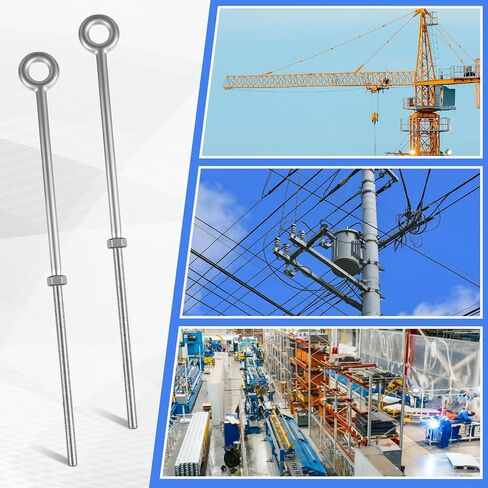 LEIFIDE 8 Pack 1/2" x 18" Eye Bolt with Nut, Hot Dipped Galvanized Heavy Duty Rigging Zinc Eye Bolt Anchor Point for Wood Chain, Wire Rope, Lifting, Construction and Outdoor Anchoring in Saudi Arabia