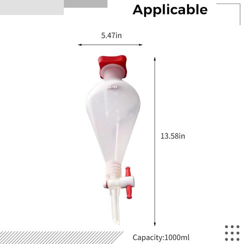 1000ml Plastic Pear-Shaped Separatory Funnel – Durable Labware with Stopcock and Graduations in Kuwait