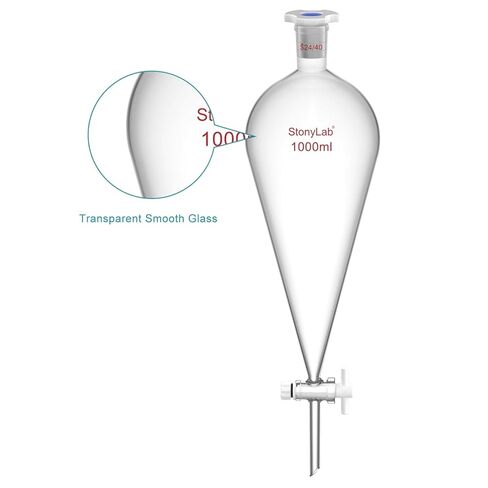 stonylab Borosilicate Glass Separatory Funnel with Lab Stand Set, 1000 ml Capacity, 24/40 Joint and PTFE Stopcock for Titration Extraction in Saudi Arabia