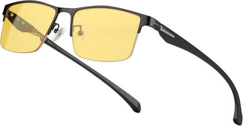 SKYOAK 2 Pack Premium Quality Progressive Multifocus Half Frame Reading Glasses for Men, No-Line Blue Light Blocking Computer Readers Multifocal Eyeglasses with TR90 Temples, Black and Gunmetal +2.5x in Kuwait