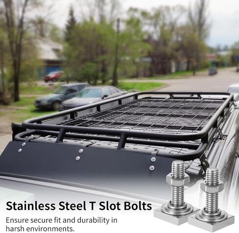 6 قطع من البراغي ذات الفتحات T، مقاس M8×30 ​​مم (1.18 بوصة) بأربعة مسامير على شكل حرف T ذات رأس مربع، ومحولات مسامير على شكل حرف T من الفولاذ المقاوم للصدأ مع غسالات وصواميل، ومحولات مسامير لرفوف دراجات الكاياك، وقضبان متقاطعة لرف السقف in Kuwait