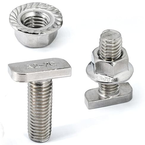 10 Sets M8 x 20mm T Slot Drop-in Bolt,T Shape Hammer Head Bolt,with M8 Hex Flange Nut Set,for Aluminum Extrusion Profile,Photovoltaic,Solar Mounting in Saudi Arabia