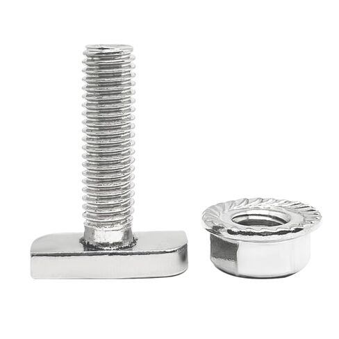 10 Sets M8 x 20mm T Slot Drop-in Bolt,T Shape Hammer Head Bolt,with M8 Hex Flange Nut Set,for Aluminum Extrusion Profile,Photovoltaic,Solar Mounting in Saudi Arabia