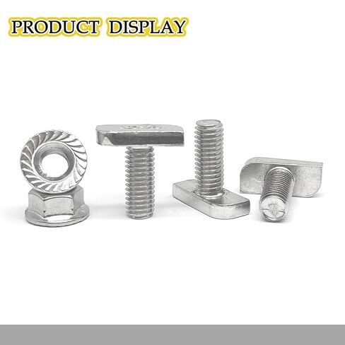 10 Sets M8 x 20mm T Slot Drop-in Bolt,T Shape Hammer Head Bolt,with M8 Hex Flange Nut Set,for Aluminum Extrusion Profile,Photovoltaic,Solar Mounting in Saudi Arabia