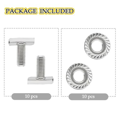 10 Sets M8 x 20mm T Slot Drop-in Bolt,T Shape Hammer Head Bolt,with M8 Hex Flange Nut Set,for Aluminum Extrusion Profile,Photovoltaic,Solar Mounting in Saudi Arabia