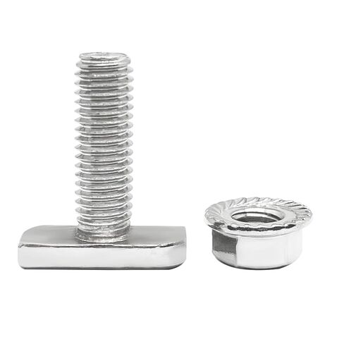 10 Sets M8 x 20mm T Slot Drop-in Bolt,T Shape Hammer Head Bolt,with M8 Hex Flange Nut Set,for Aluminum Extrusion Profile,Photovoltaic,Solar Mounting in Saudi Arabia