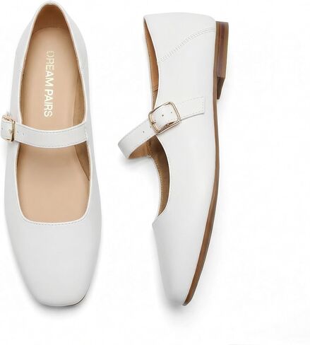 DREAM PAIRS Women's Square Toe Mary Jane Flats | square toe mary jane shoes comfortable classic casual dress ballet flats with buckle strap for daily and work office in Saudi Arabia