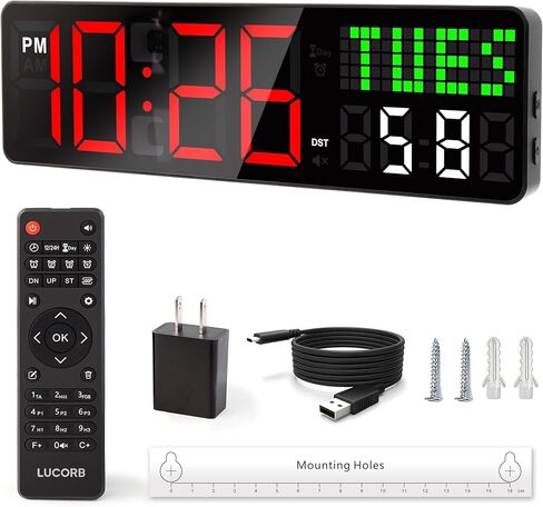 الإصدار الجديد من مؤقت ساعة الصالة الرياضية مقاس 12 بوصة، ساعة التمرين بالثواني | 5 أوضاع للعرض، 4 منبهات | ساعة حائط للعد التنازلي للتحكم عن بعد للمنزل وصالة الألعاب الرياضية وغرفة المعيشة والمكتب والفصول الدراسية in Kuwait