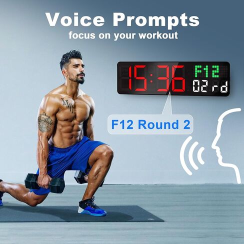 الإصدار الجديد من مؤقت ساعة الصالة الرياضية مقاس 12 بوصة، ساعة التمرين بالثواني | 5 أوضاع للعرض، 4 منبهات | ساعة حائط للعد التنازلي للتحكم عن بعد للمنزل وصالة الألعاب الرياضية وغرفة المعيشة والمكتب والفصول الدراسية in Kuwait